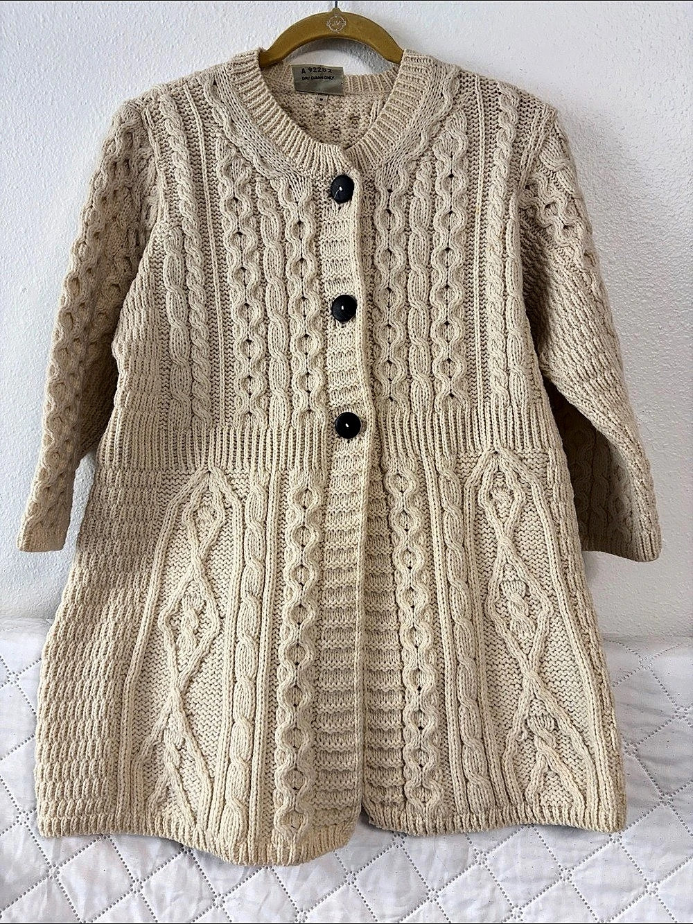 Kilronan Knitwear Cable Knit Cardigan Cream Wool